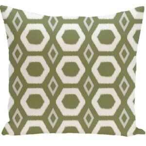 WROUGHT STUDIO Maurer Outdoor Throw Accent Pillow Olive Green White 16" NEW NWT